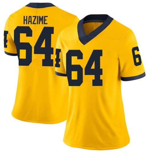 Mahdi Hazime Michigan Wolverines Women's NCAA #64 Maize Limited Brand Jordan College Stitched Football Jersey DXU2254TC